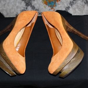 Franco Sarto Suede Brown Platform Pumps Size 8